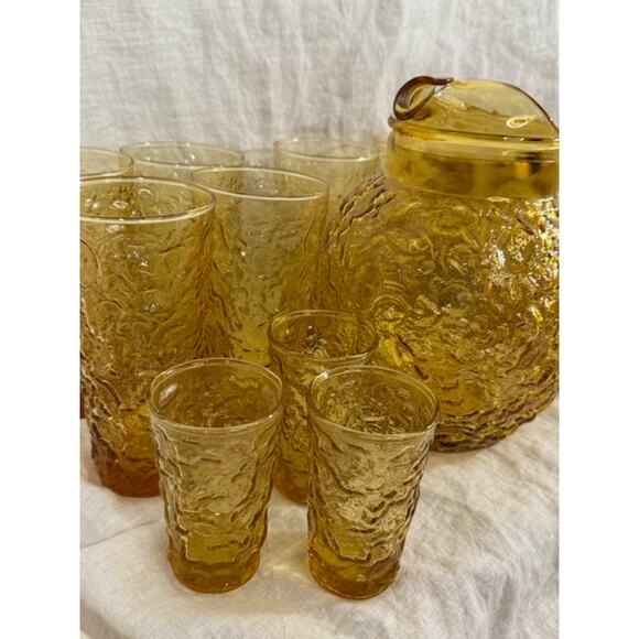 Vintage Anchor Hocking Lido Milano Honey Pitcher and Glass Set - Picture 2 of 9